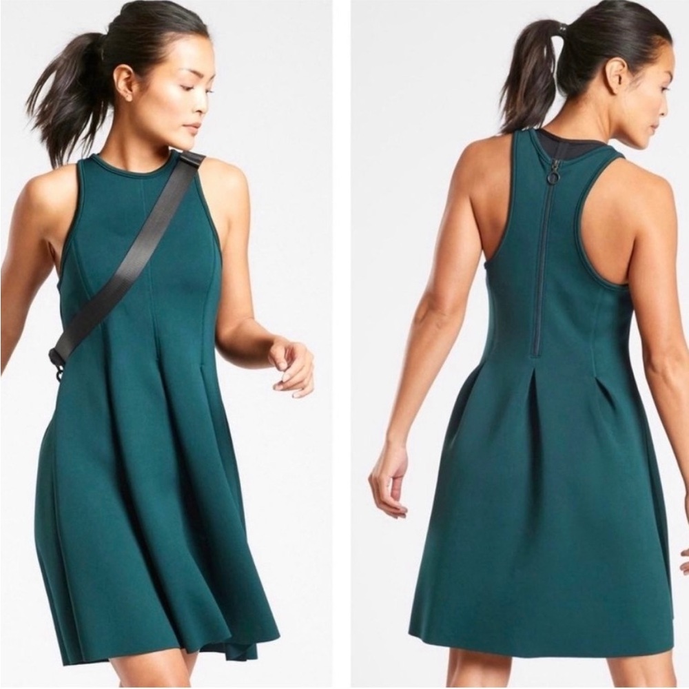 Athleta En Route Scuba Dress‎ Nordic Teal Size Small Tennis Sporty Athletic